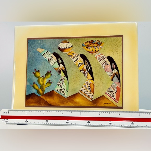 Lawrence Vargas "Harvest Maidens", Southwestern Bisqueware pottery art tile🌵 - Picture 3 of 7